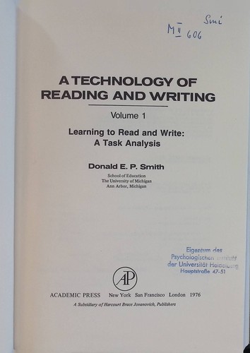 Technology reading and - of,
