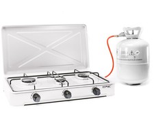 Gaskocher 3 flammig Gasherd Kochfeld Camping inkl. Schlauch und Regler | 4,8 kW
