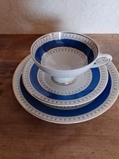 1967 Schierholz Plaue Porzellan  Sammeltassengedeck 3-tlg.   blau-gold
