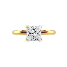 Diamant Verlobungsring Princess Cut IGI Lab Grown 2 Karat 14K Gelbgold