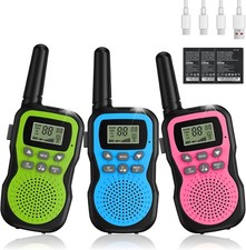 Walkie Talkie Kinder 3er Set, Apkezel Walky Talky mit 1000mAh Aufladbar Akku,