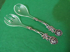 Rosenmuster Rose Durchbruch Salatbesteck in Silber 800er TOP