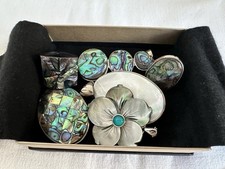 Powershell Paua Muschel Schmuck Konvolut Ringe Anhänger Nachlass