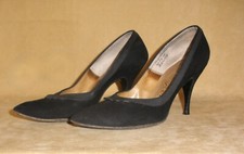 1960 black suede dress - black,
