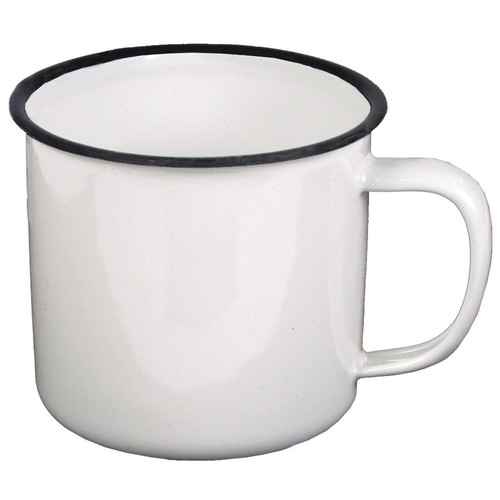Emaille tasse weiß schwarz - emaille-tasse, weiß-schwarz