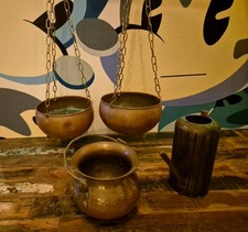 Kupfer Kessel Gießkanne Pflanzgefäß Hängetopf Echt Antik Deko Patina