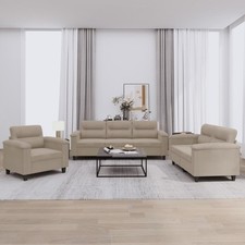 Sofagarnitur mit Kissen Sofa Sessel Couch Sitzgruppe Mikrofasergewebe vidaXL