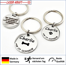 HUNDEMARKE mit Gravur - 1+2 seitig -  Hund Silber Edelstahl individuell 25/30 mm