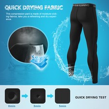 MEETYOO Leggins Kompressions Hose Laufhose Herren Tights Fitness lang schwarz