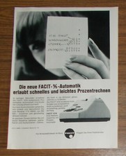 Seltene Werbung FACIT 1218 Tischrechner Rechenmaschine 1970