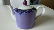 Heinrich Germany Porzellan, Teekanne, lila mit geometrischem Design Maschke 95
