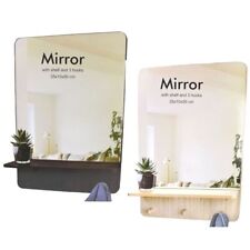 Wandspiegel mit Ablage und Garderobenhaken in Natur oder Schwarz 35x10x50 cm