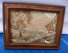 18377. Kleines älteres Bild Haus am Wald Holz Rahmen 14 x 10,5 cm