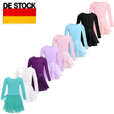 DE Kinder Mädchen Ballettkleid Set Langarm Ballett Trikot Leotard Tanz Rock
