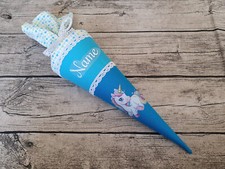 Schultüte/Zuckertüte aus Stoff - 35cm - Türkis - Einhorn - Name - Unikat - NEU