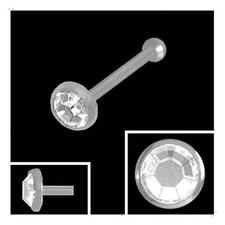 750 Weißgold Nasenpiercing 2,5 mm mit Kristallstein Nasenstecker Kugelstift