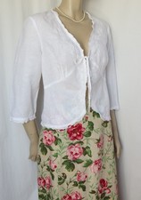 Jacke  Bluse Bolero 40 weiß Baumwolle Leinen Spitze bestickt  Monsoon