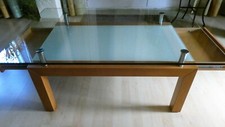 Couschtisch Kernbuche massiv mit Zwischenboden und Glasplatte