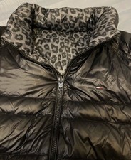 TOMMY HILFIGER Daunenjacke Größe XL Wendejacke Schwarz/Leo Damen Animalprint