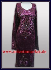 Kaftan XXL aus Samt in weinrot mit grün Brustweite 71 cm arabic Caftan A53