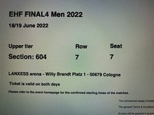 EHF Ticket Final Four 18./19.6.22