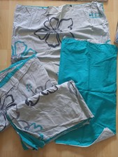 HIS Bettwäsche Blumen türkis 2x Kissen 2x Decken