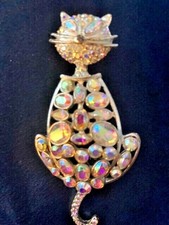 Vintage Modeschmuck AVON glitzernde Katze Brosche-tolles Weihnachtsgeschenk
