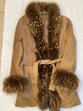 SAKI Luxus Herbst- Winterjacke, Mantel Jacke Echtpelz Braun Gr. S/M Sehr Edel!