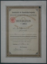 Gewerkschaft des Braunkohlen-Bergwerks Johanne Henriette bei Unseburg 1 Kux 1902