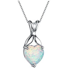 NEU Feuer Opal Damen 925er Sterlingsilber Halskette Herz Liebe Anhänger Geschenk