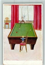 13059281 - Kinder spielen Billard AK Kuenstlerkarte