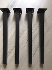 4 Möbelbeine Tischbeine Hockerbeine Blumenbank Metall schwarz quadratisch