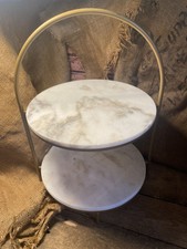 Natürlicher Marmor weiß rund zwei Etagen Cup Kuchen und Süßigkeiten Display Halter UK