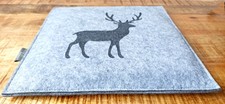 BOLTZE home Filz Sitzkissen Stuhlkissen Dekokissen Hirsch Reh grau alpine NEU 