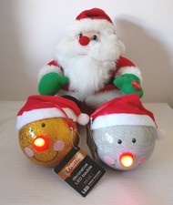 Weihnachtsschmuck Ornamente singender Weihnachtsmann & Schneemann Köpfe mit beleuchteter Nase