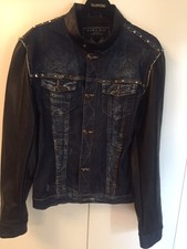 Herren Jeansjacke mit Nieten Zara mit Lederärmel  Größe L