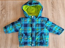 dicke Winterjacke in Gr. 74 / 80 - blau grün kariert, mit Kapuze, TOP!