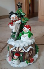 wunderschöne weihnachtliche Spieluhr Schneemänner Wichtelgeschenk TOP wie neu