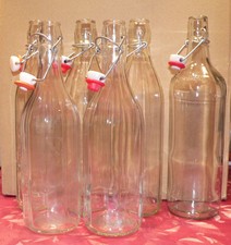 6 Glas - Flaschen, klar mit Bügelverschluss 750 ml - 1000 ml