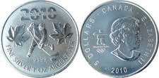 KANADA Silber 1 Oz. 5 Dollars 2010 EISHOCKEY Vancouver 