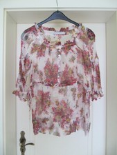 Zara Basic Bluse Gr S 36 38 weiß rot gelb grün Tunika Long Shirt Top 100 % Seide