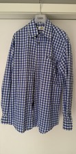 Trachtenhemd Grösse S blau weiss mit grossen Karos