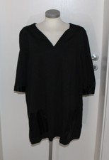 Tunika Shirt dunkelgrau mit Kunstledereinsatz von  Sallie Sahne in 48