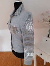 EXTELLE SWEATJACKE ❤ GR. L GRAU ❤ GLITZERSTEINE TOTENKOPF COOLE DETAILS ❤ DAMEN 