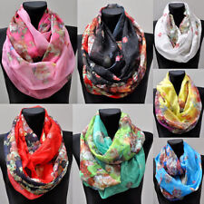 Loop-Schal Seide Seidentuch Halstuch Tuch Schlauchschal Damen Blumen Glitzer