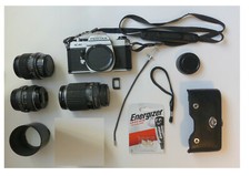 Kamera 35mm, Asahi Pentax KM mit 3 Objektiven: Normal, Weit, Makro/Portrait