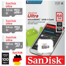 Micro SD Karte 32GB 64GB 128GB Speicherkarte Memory Card Class10 SanDisk Ultra
