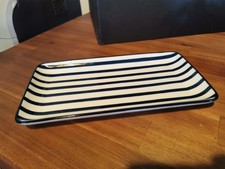 Schale Platte Servierplatte Snackplatte Blau Gestreift Maritim Dekoschale