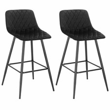 2xBarhocker Designer Barstuhl Hocker Tresenhocker aus Samt Schwarz BH252sz-2