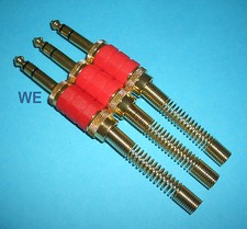 3 Stück Klinkenstecker 6,3mm Stereo 3-polig vergoldet rot